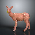 Pink Deer With Yellow Spots Standing On Gray Background In Decorative Design 3d model