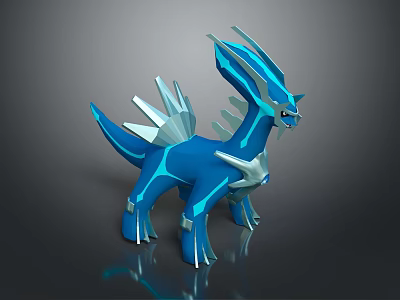 Blue Metallic Dragon Character With Glowing Details For Game Movie 3D Design 3d model
