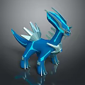 Blue Metallic Dragon Character With Glowing Details For Game Movie 3D Design