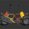 Red and Yellow Scooters Featuring Modern Design Compact Structure and Rearview Mirrors 3d model