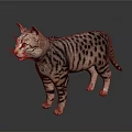 Realistic Spotted Cat Standing Against Gray Background With Reflective Surface