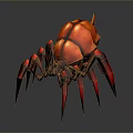 Red Spider With Glossy Armored Body And Many Sharp Legs