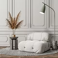 Modern Single Sofa Lazy Sofa Corner Floor Lamp Combination 3d model
