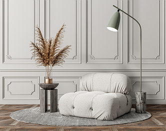 Modern Single Sofa Lazy Sofa Corner Floor Lamp Combination 3d model