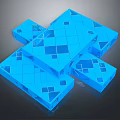Modern 3D Geometric Blue Cubes with Hollow Patterns Abstract Sculptural Art