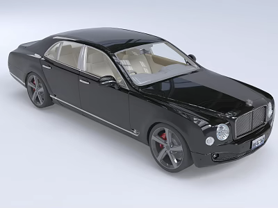 Black Luxury Sedan With Light Interior And Black Wheels Red Brake Calipers 3d model