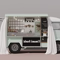 Light Green Mobile Food Truck With White Curtains Decorative Lights And Idea Immau Sign