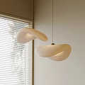 Modern White Curved Pendant Lights Combination with Soft Light and Window Blinds