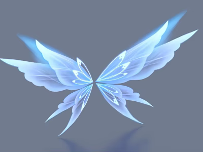 Elegant Blue Butterfly Wing Shaped Decorative Wall Art For Home Interior 3d model