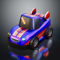 Colorful Stylish Toy Car With Purple Red Stripes Red Seats And Black Wheels
