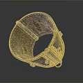 Carved Metal Sculptural Bracelet Featuring Intricate Patterns and Decorative Details