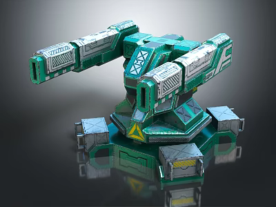 Futuristic Green And Silver Robotic Arm With Mechanical Joints And Reflective Base 3d model