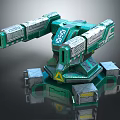 Futuristic Green And Silver Robotic Arm With Mechanical Joints And Reflective Base
