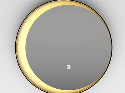 Modern Circular Mirror With Illuminated Gold Frame And Sleek Design 3d model
