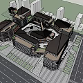 Modern Commercial Street With Glass Curtain Walls Multi Storey Buildings And Shop Fronts