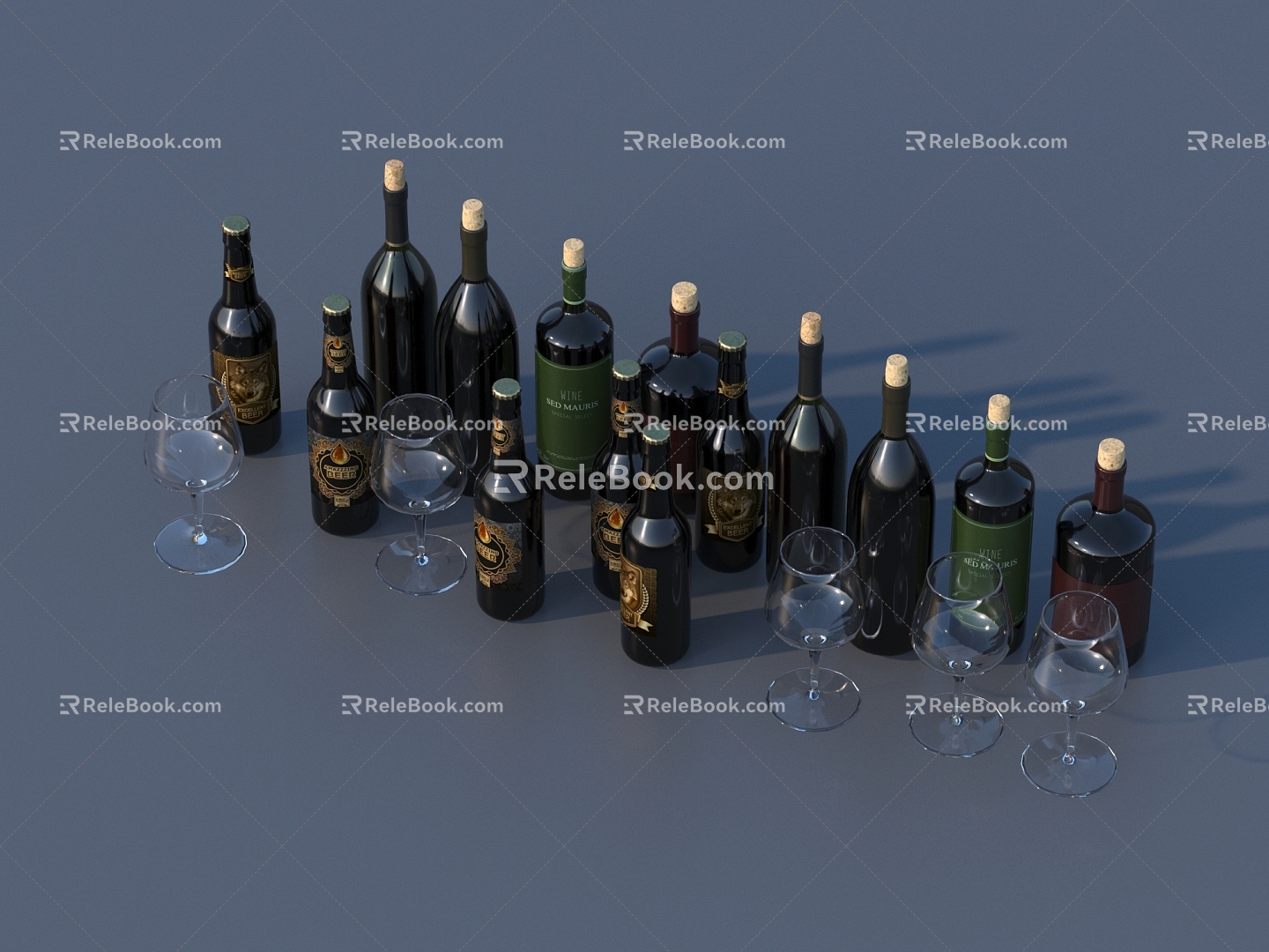 Beer Glass Bottled 3D Model 152018 3d model