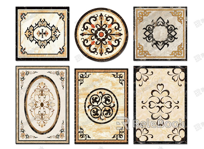 European-style tile floor mosaic tile model