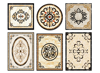 European-style tile floor mosaic tile 3d model