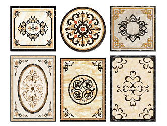 European-style tile floor mosaic tile 3d model