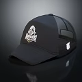 Black Trucker Hat With Mesh Back Front Embroidered Logo And Brand Patch Design 3d model