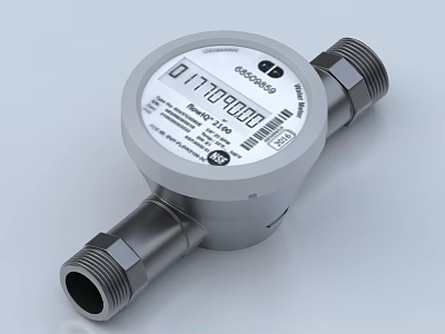 High Precision Industrial Water Meter With Digital Display And Metal Threaded Connections 3d model