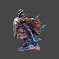 Colorful Abstract Sculpture With Orange Blue Purple Hues And Curved Structures