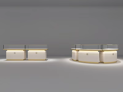 Modern Jewelry Store Interior With White Display Counters And Glass Countertops 3d model