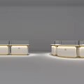 Modern Jewelry Store Interior With White Display Counters And Glass Countertops