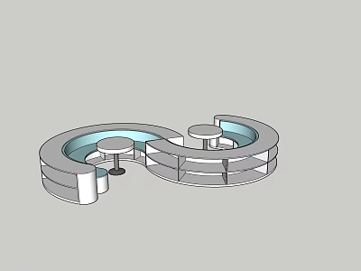 Modern Circular Bookcase With Multiple Open Shelves And Central Display Stand 3d model