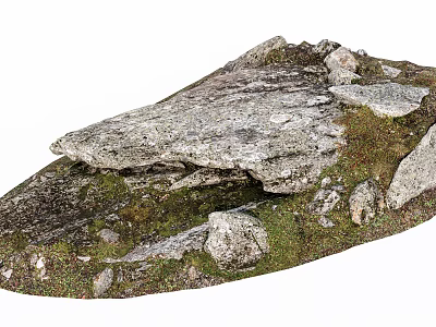 Natural Stone And Wood Structure With Mossy Texture In Rustic Landscape 3d model