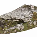 Natural Stone And Wood Structure With Mossy Texture In Rustic Landscape