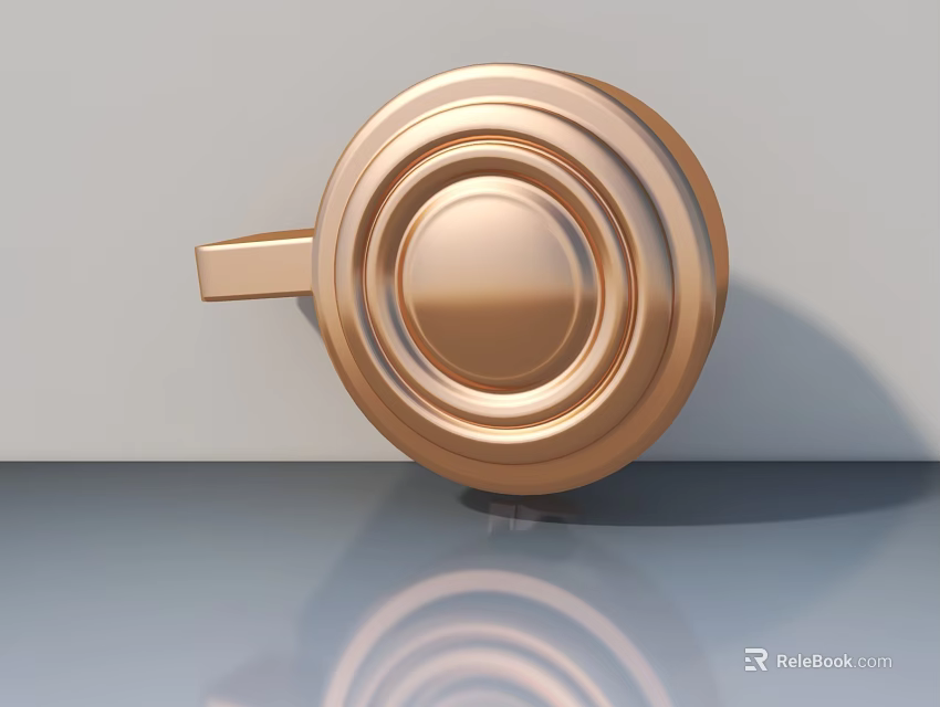 Golden Metal Swing Door With Round Design And Reflective Surface Finish 3d model 