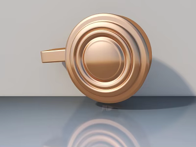 Golden Metal Swing Door With Round Design And Reflective Surface Finish 3d model