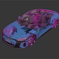 Audi Blue Electric Sports Car With Streamlined Design Black Wheels And Front Logo
