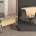 Modern Stackable Office Chairs With Metal Frame For Meeting Room Workspace Table 3d model