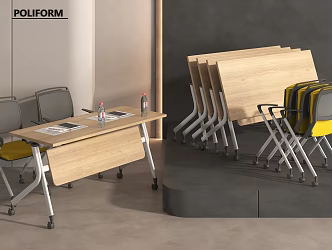 Office Table and Chair Combination Training Table and Chair Training Table Training Chair Folding Table Folding Chair 3d model