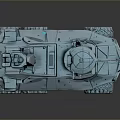 Blue Six Wheeled Armored Vehicle 3D Model With Antenna And Turret Design