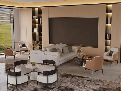 New Chinese-style Sales Office Sales Department Negotiation Area Sales Office Rest Area Sales Office Sofa Coffee Table New Chinese-style Sofa Coffee Table New Chinese-style Table and Chair Combination 3d model