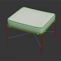 Modern Ottoman With White Upholstered Cushion And Metal Crossed Legs Design
