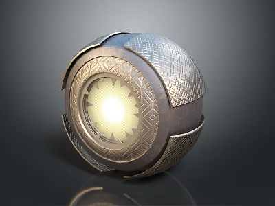 Airplane Themed Sphere With Intricate Patterns And Glowing Center 3d model