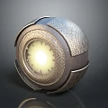 Airplane Themed Sphere With Intricate Patterns And Glowing Center