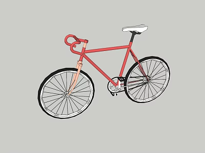 Red Bicycle With White Seat And Black Wheels For Urban Riding 3d model
