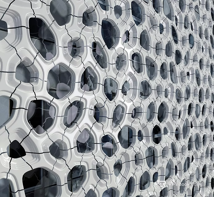 Modern Decorative Wall With Geometric Perforated Patterns And 3D Texture 3d model 