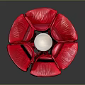 Shiny Red Flower Shaped Structure With White Circular Top And Petal-like Sections