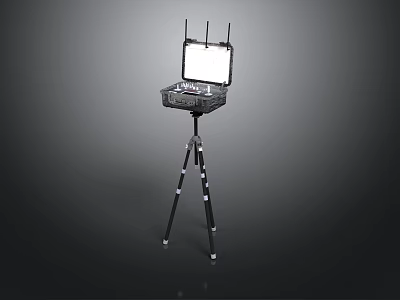 Space Communication Equipment With Tripod Mounted Antennas And Control Screen 3d model