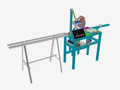 Industrial Metal Cutting Equipment With Circular Saw And Metal Bar Support 3d model