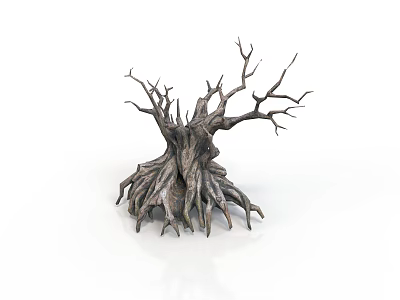 Realistic Dead Tree Stump Scenic Component With Intricate Roots And Branches 3d model