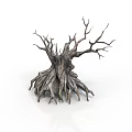 Realistic Dead Tree Stump Scenic Component With Intricate Roots And Branches 3d model