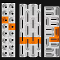 Geometric Pattern Partitions With White Background Black Lines And Orange Accents 3d model