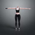 Black Sports Bra Leggings And Sneakers Sporty Casual Outfit On Model